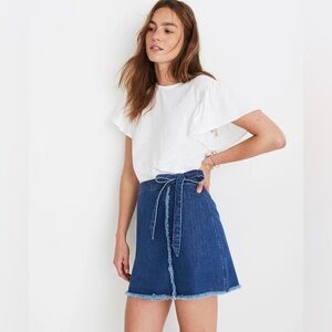 Madewell Raw-Hem Mini Wrap Skirt